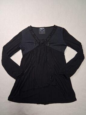 2 Dye 4 Black Long-Sleeve V-Neck Tunic Top